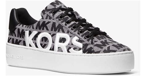 michael kors poppy embroidered logo jacquard platform sneaker|Michael Kors sneaker.